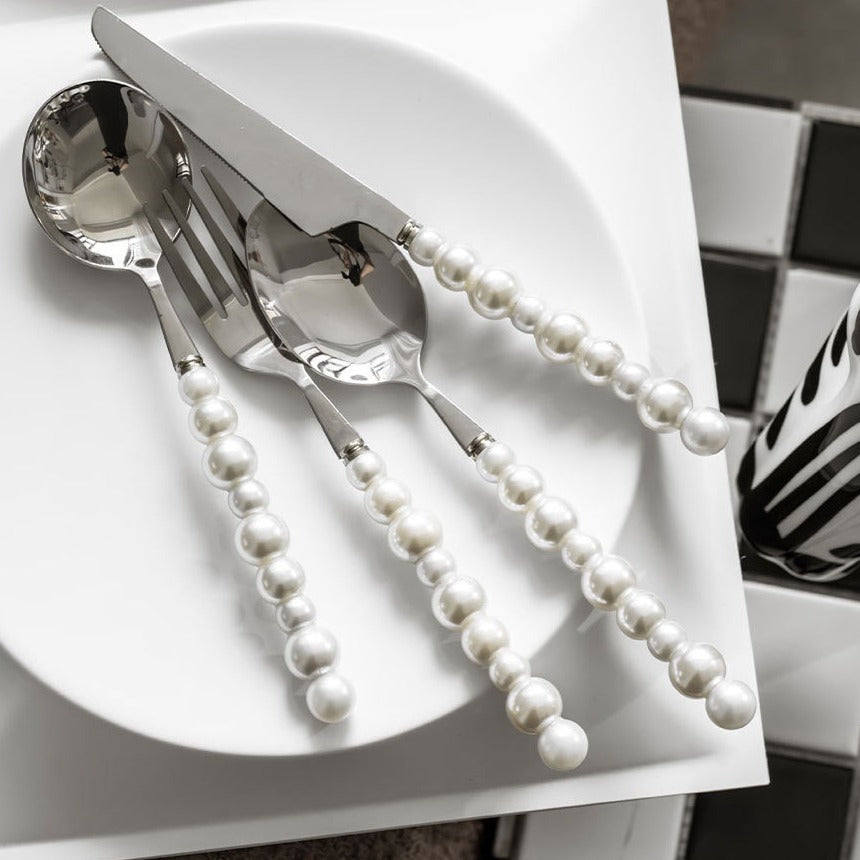 Jogo de Talheres 4 Peças em Aço Inox com Detalhe de Pérolas – foto 13