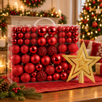 Kit 100 Bolas de Natal em 3 Tamanhos com Estrela de Topo – foto 2