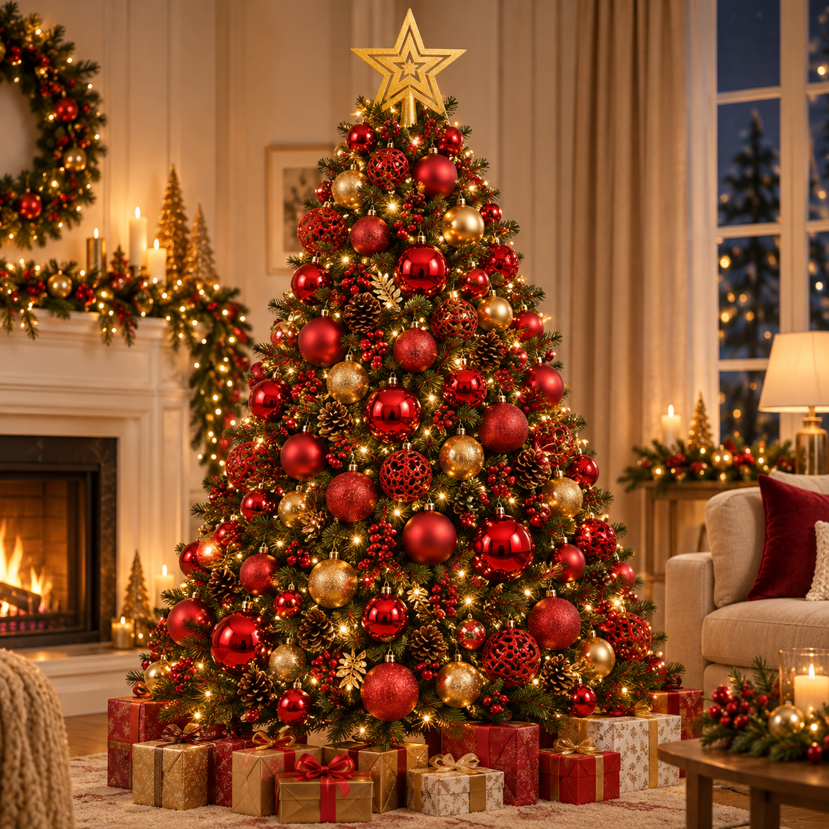 Kit 100 Bolas de Natal em 3 Tamanhos com Estrela de Topo – foto 4