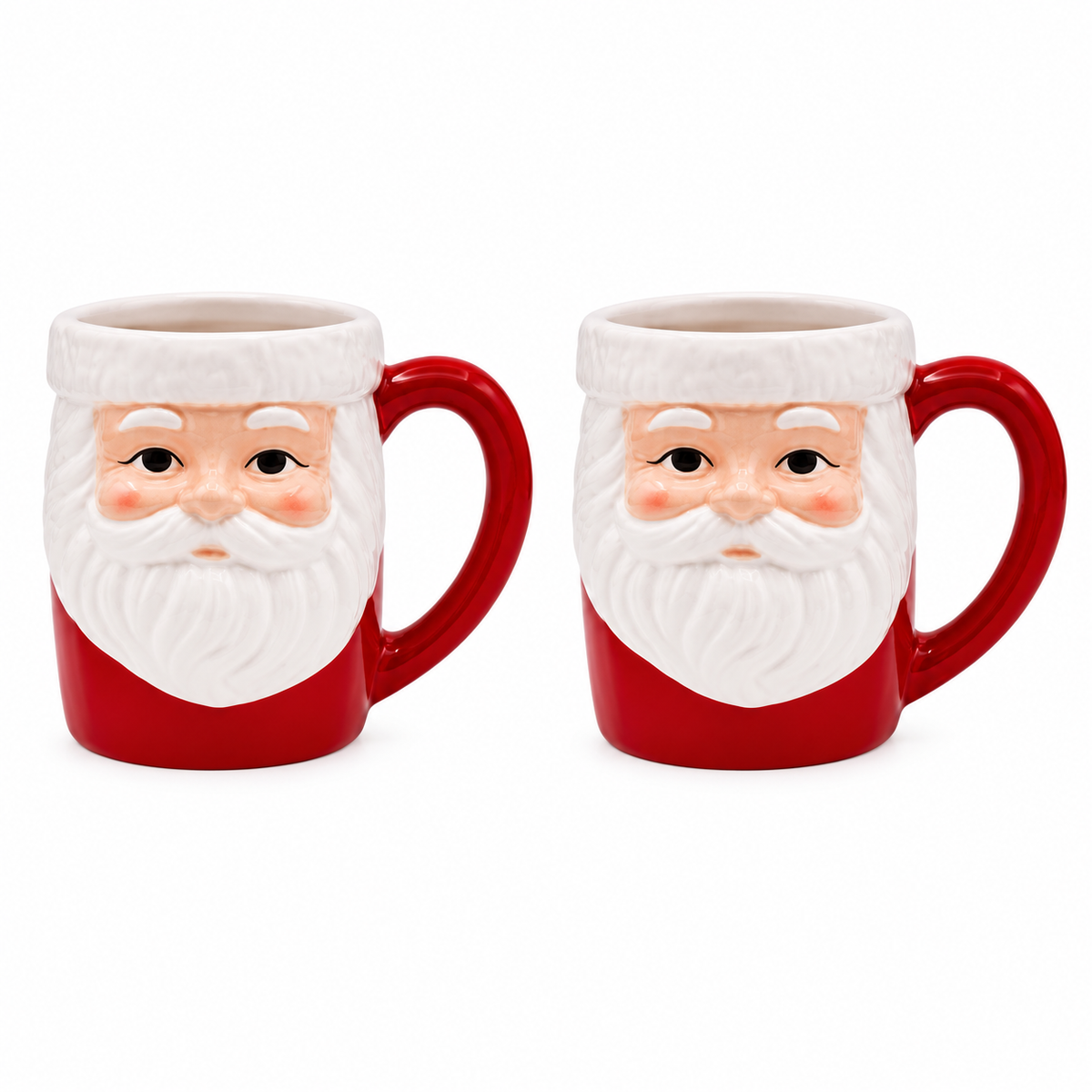 Kit 2 Canecas de Porcelana Papai Noel 3D 330 ml
