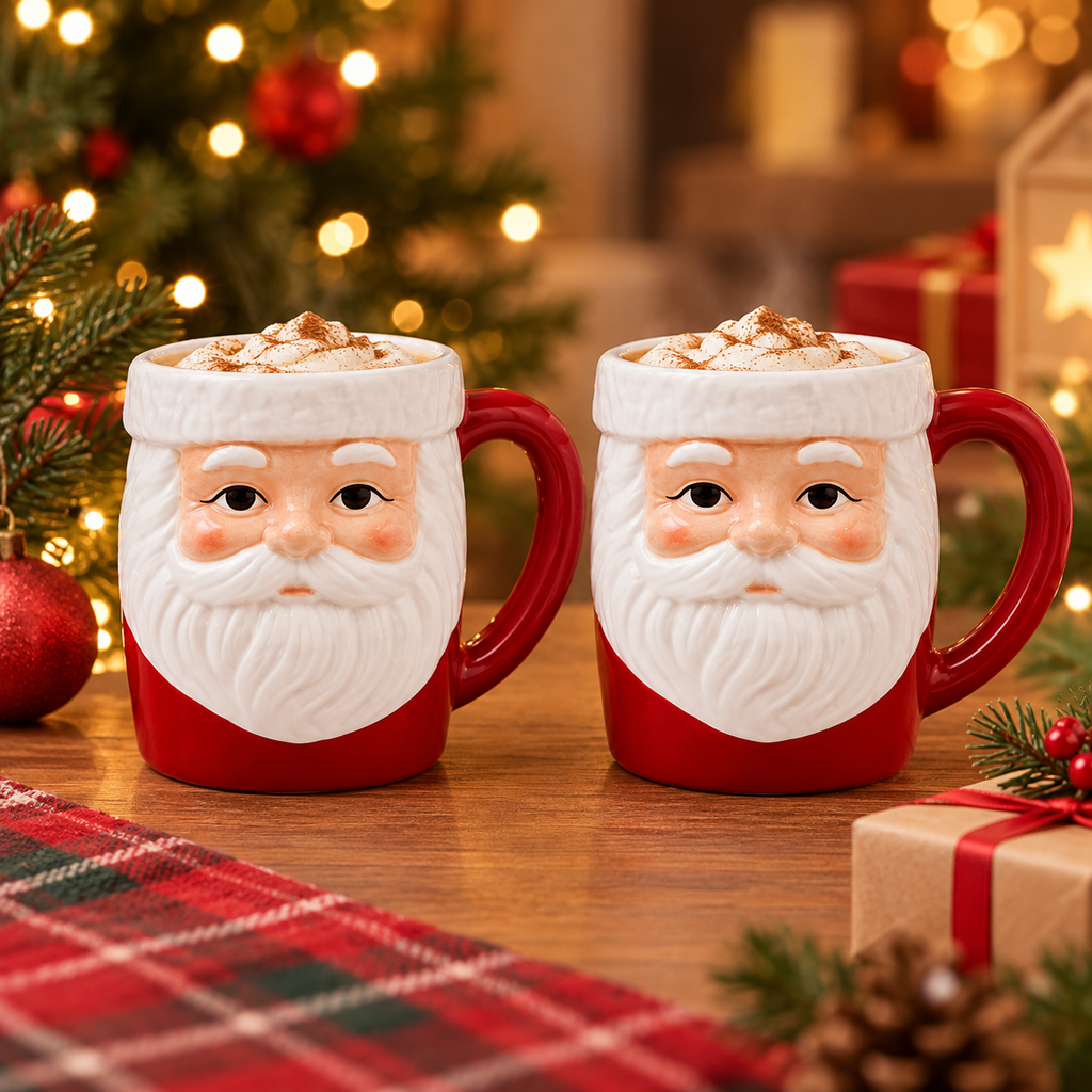 Kit 2 Canecas de Porcelana Papai Noel 3D 330 ml – foto 2