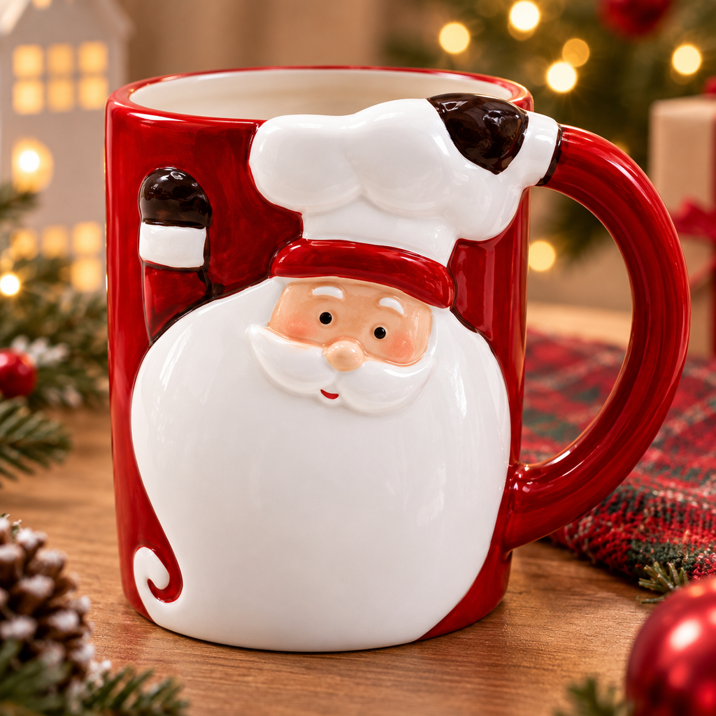 Kit 2 Canecas de Porcelana Papai Noel 3D 330 ml – foto 4
