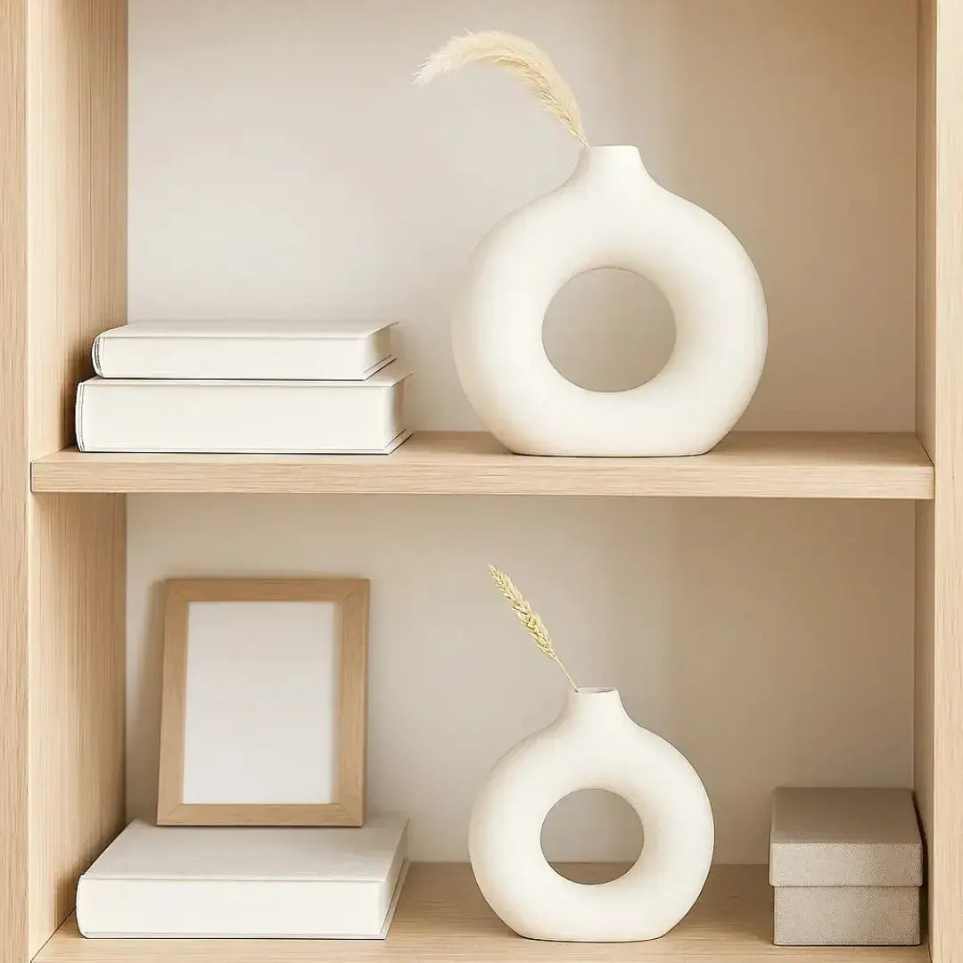Kit 2 Vasos Decorativos Formato Donut em Gesso e Cimento – foto 3