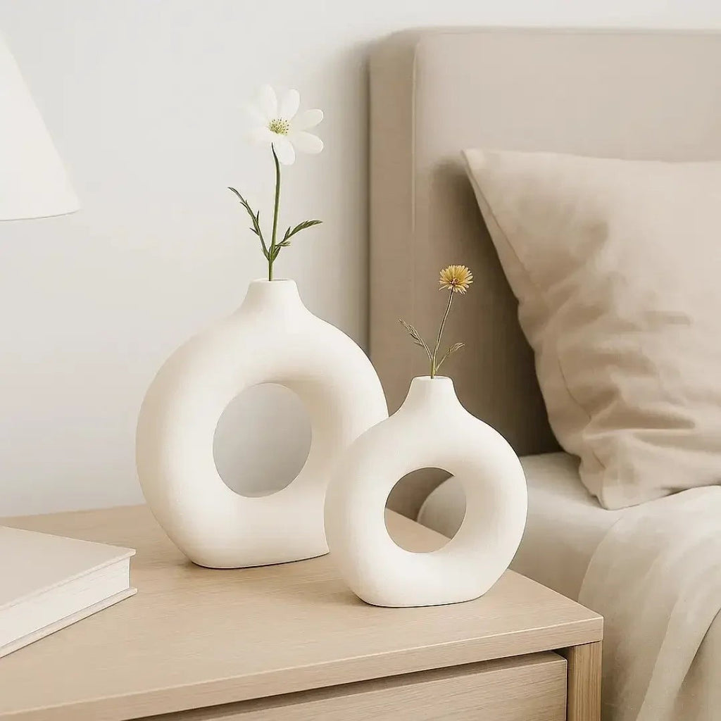 Kit 2 Vasos Decorativos Formato Donut em Gesso e Cimento – foto 4