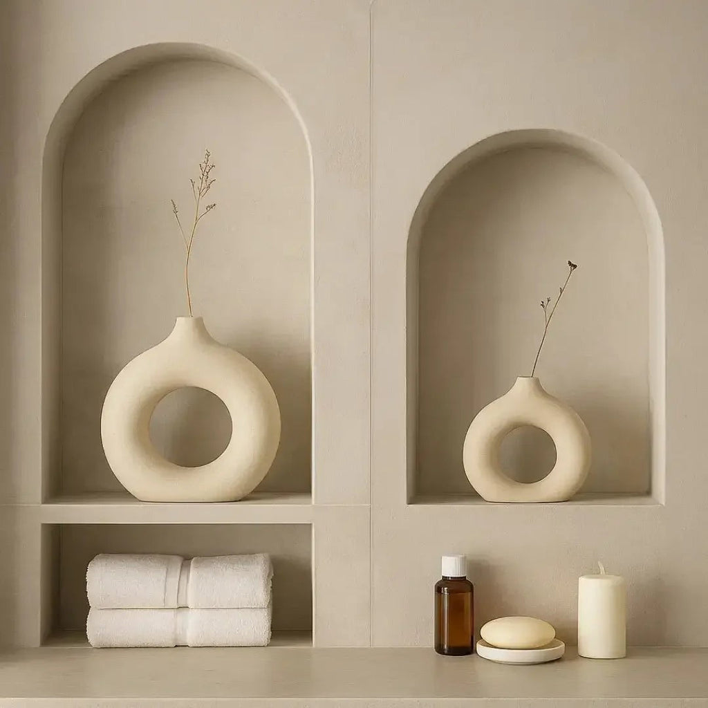 Kit 2 Vasos Decorativos Formato Donut em Gesso e Cimento – foto 5