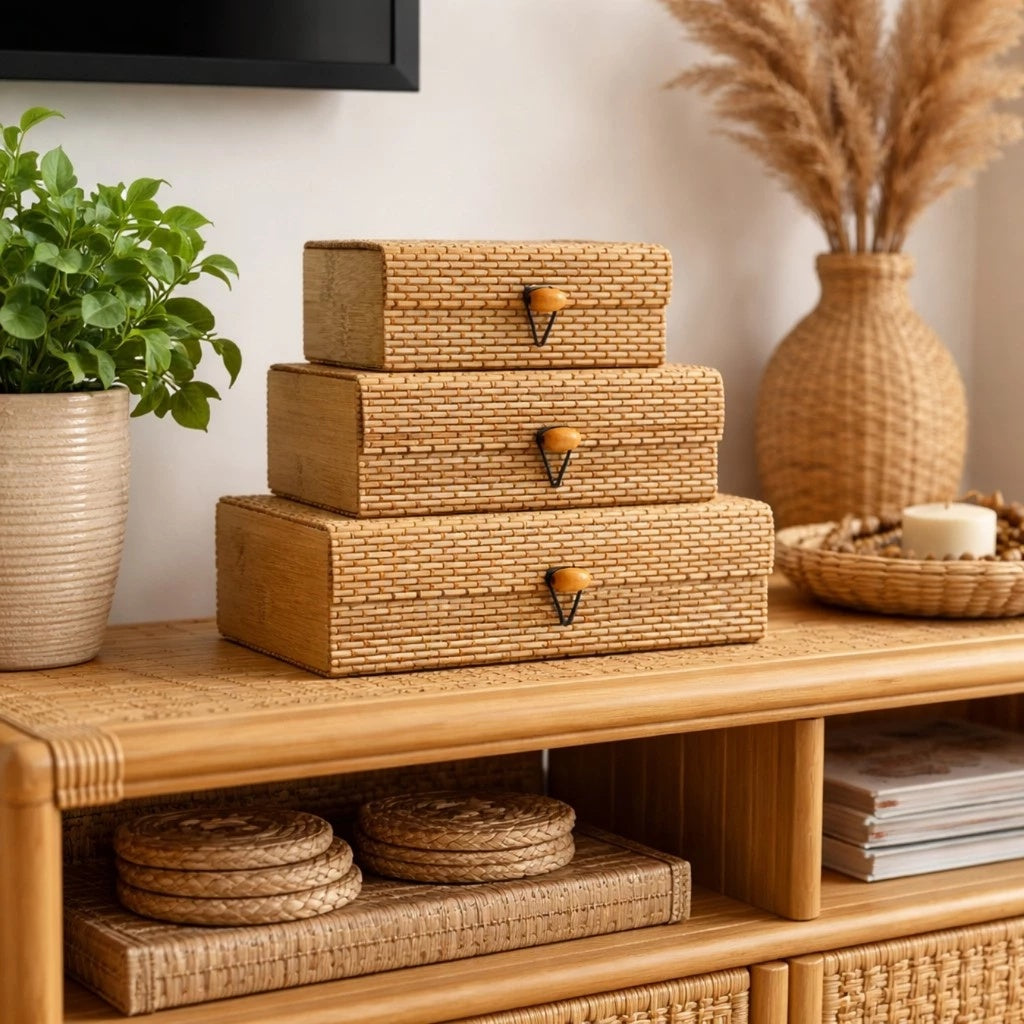 Kit 3 Caixas Organizadoras de Bambu com Tampa – foto 4