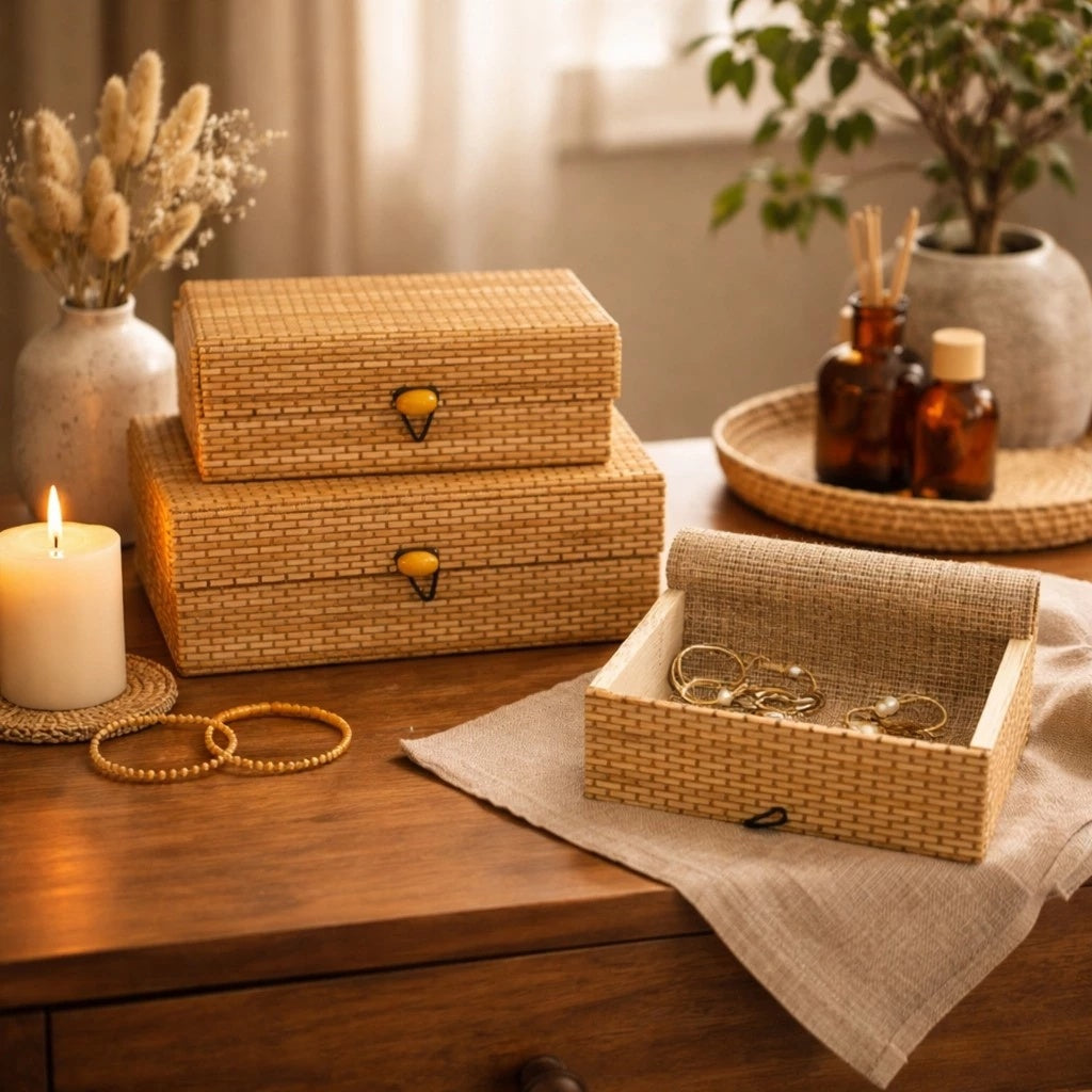 Kit 3 Caixas Organizadoras de Bambu com Tampa – foto 3
