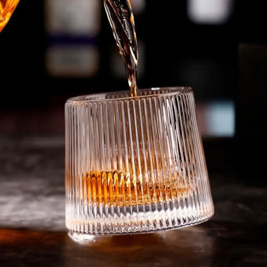 Kit 3 Copos de Whisky Giratórios de Vidro Listrado – foto 4