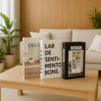 Kit 3 Livros Decorativos Porta-Objetos em Papel Reforçado