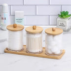 Kit 3 Potes de Acrílico com Tampa de Madeira e Bandeja de Bambu – foto 5