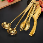 Kit 4 Utensílios de Servir em Aço Inox Dourado
