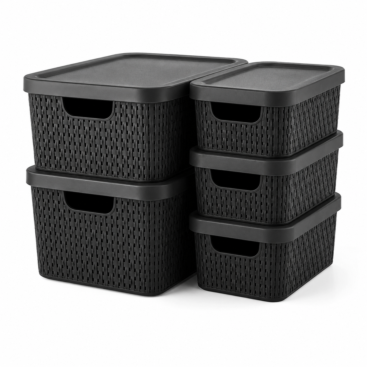 Kit 5 Caixas Organizadoras Estilo Rattan com Tampa – foto 10