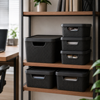 Kit 5 Caixas Organizadoras Estilo Rattan com Tampa – foto 3