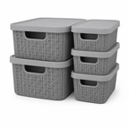 Kit 5 Caixas Organizadoras Estilo Rattan com Tampa – foto 4