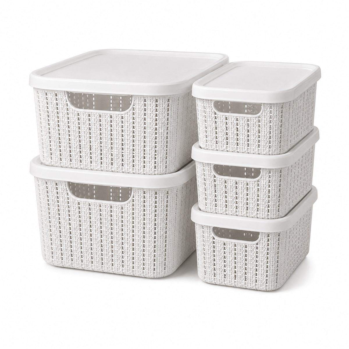 Kit 5 Caixas Organizadoras Estilo Rattan com Tampa – foto 8
