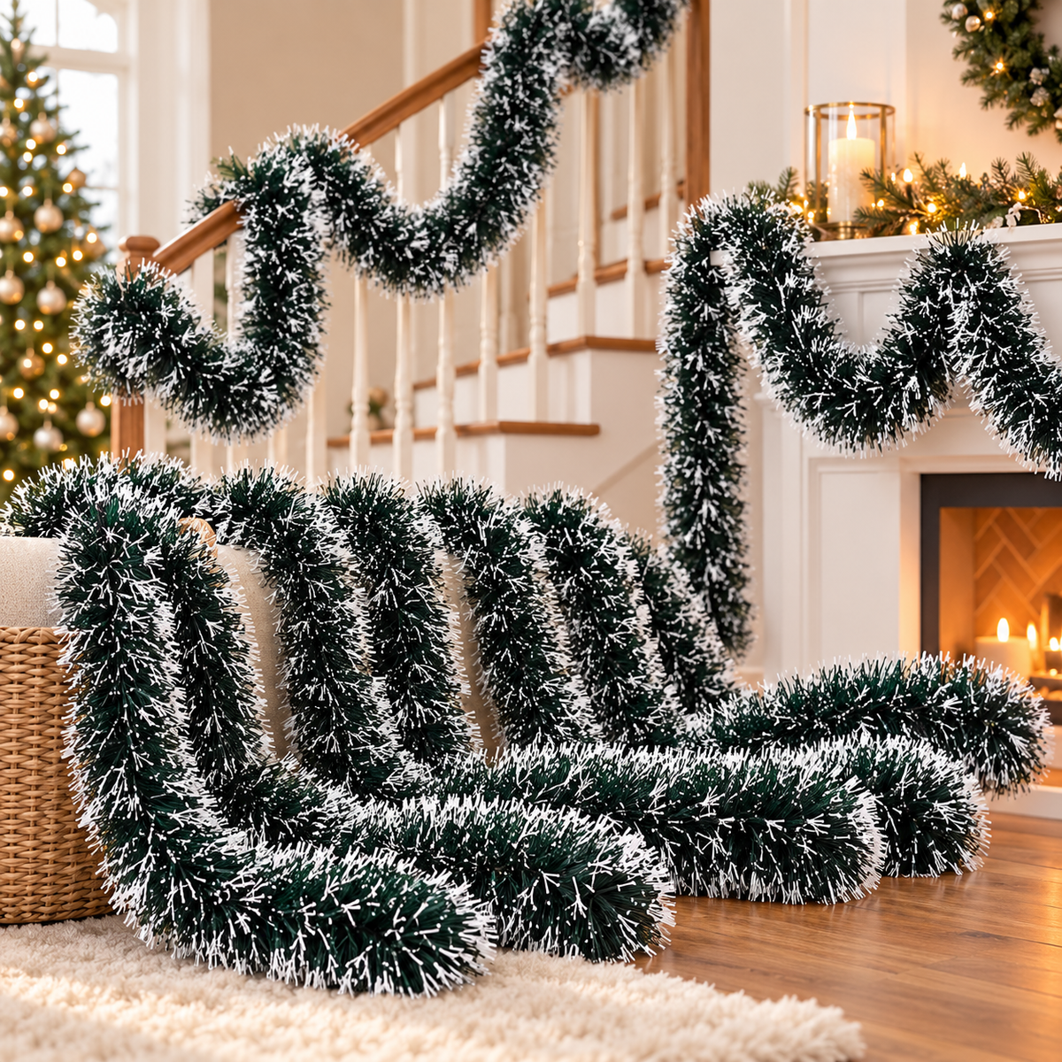 Kit 5 Festões de Natal Nevados 2 m (10 m no Total) – foto 3
