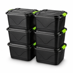Kit 6 Caixas Organizadoras Pretas 30 L com Tampa e Trava