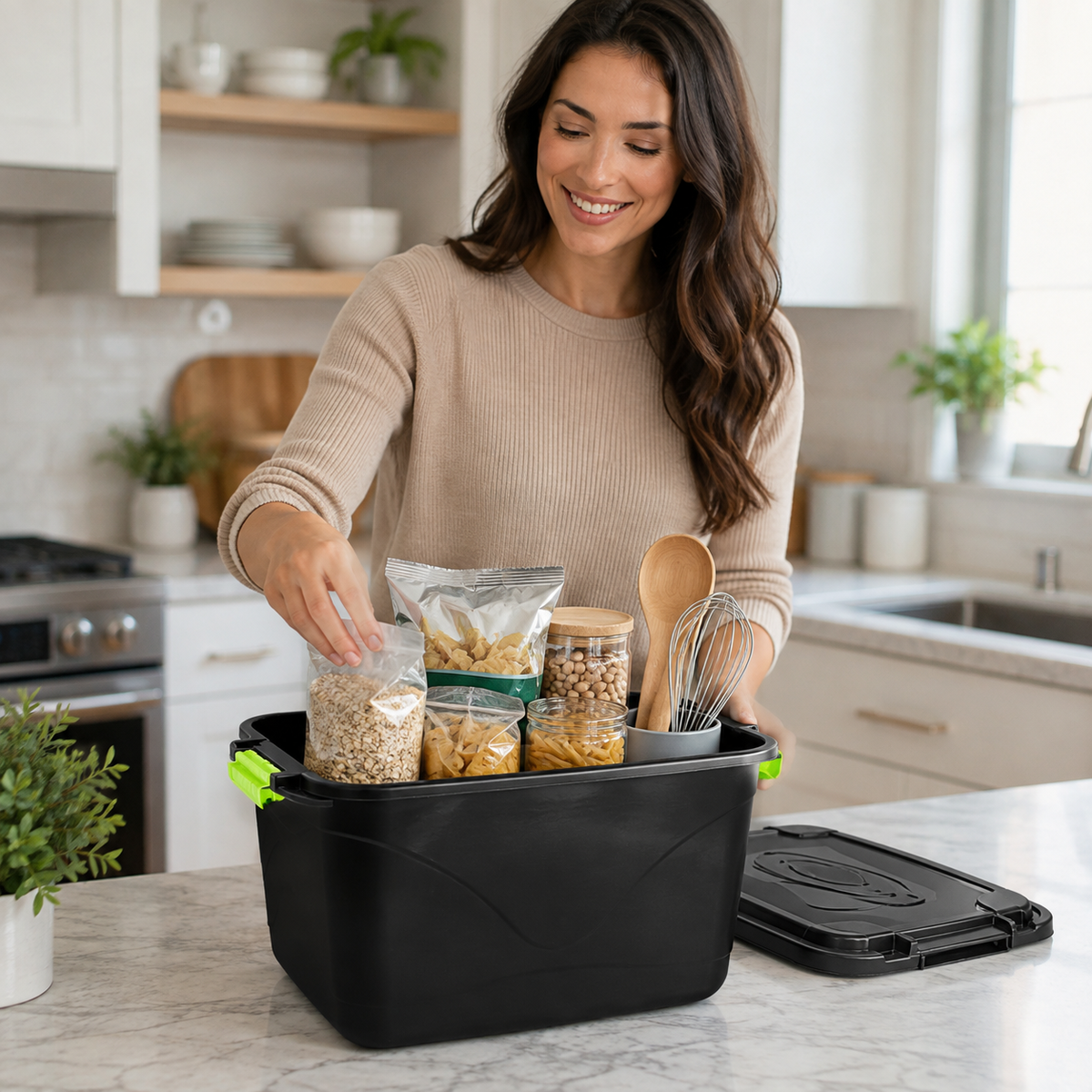 Kit 6 Caixas Organizadoras Pretas 30 L com Tampa e Trava – foto 2