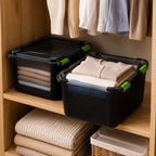 Kit 6 Caixas Organizadoras Pretas 30 L com Tampa e Trava – foto 3