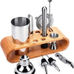 Kit Barman 10 Peças em Inox com Coqueteleira 550 ml e Base de Madeira – foto 2