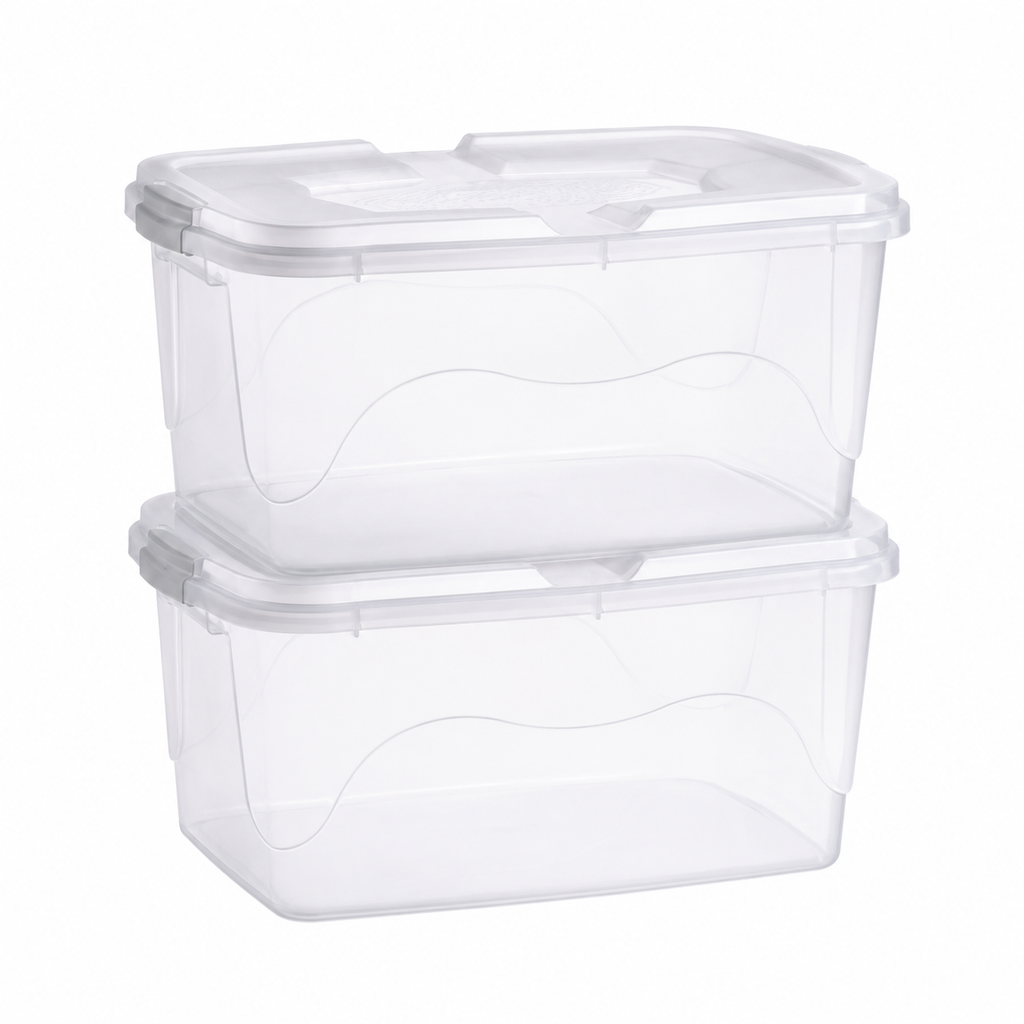 Kit Caixas Organizadoras Transparentes 34 L com Travas