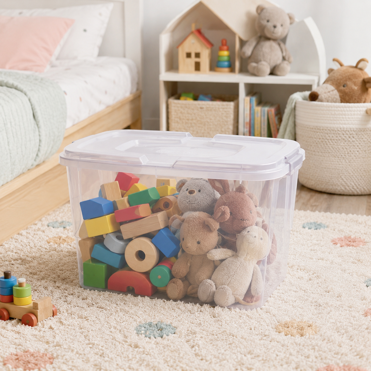 Kit Caixas Organizadoras Transparentes 34 L com Travas – foto 2