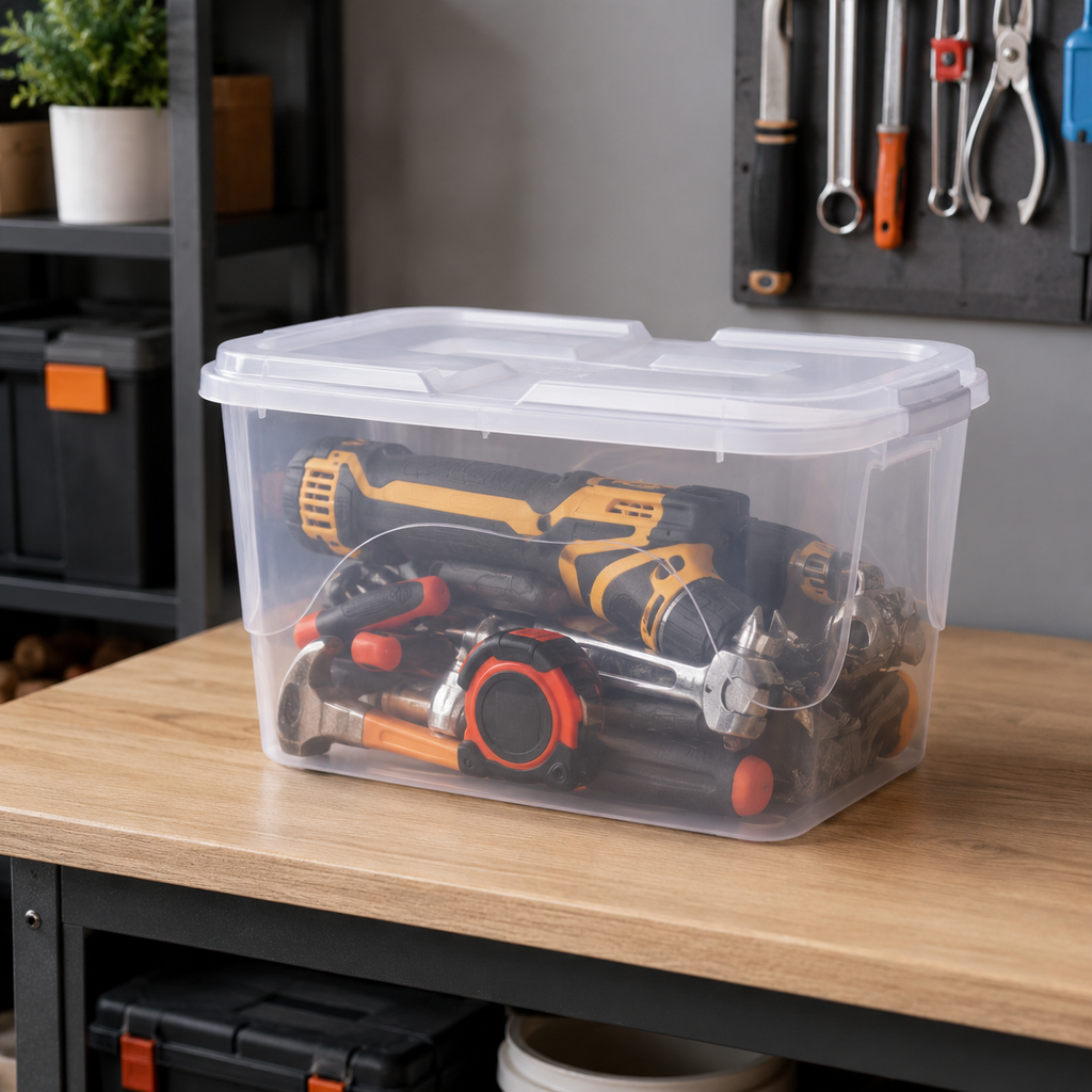 Kit Caixas Organizadoras Transparentes 34 L com Travas – foto 5