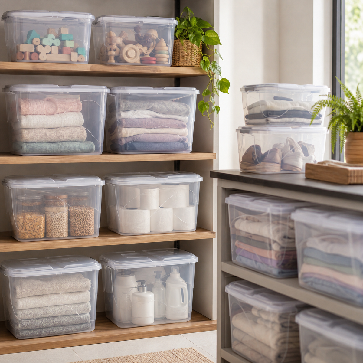 Kit Caixas Organizadoras Transparentes 34 L com Travas – foto 7