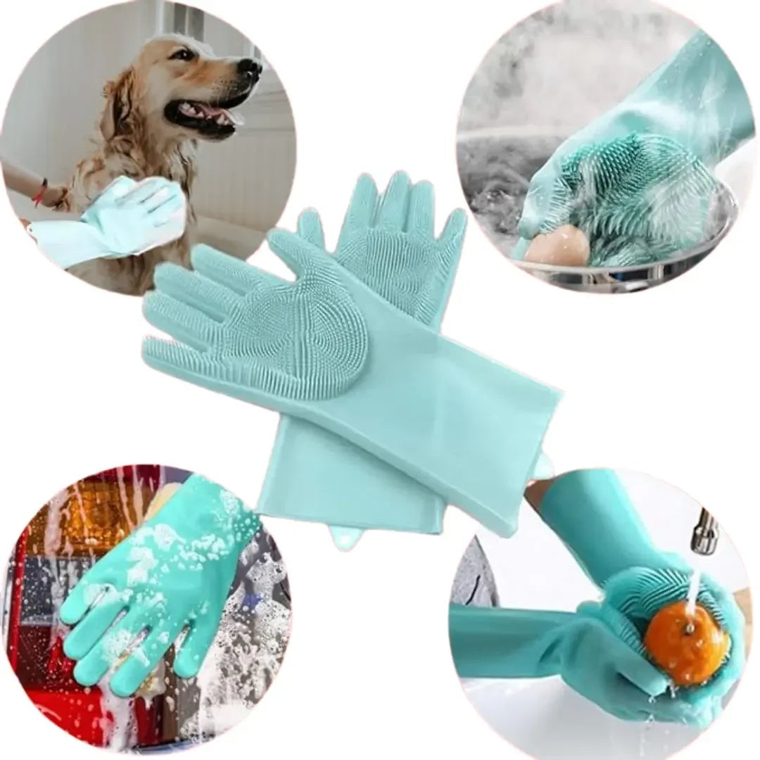 Luva de Silicone Multiuso com Cerdas para Limpeza e Louça – foto 3