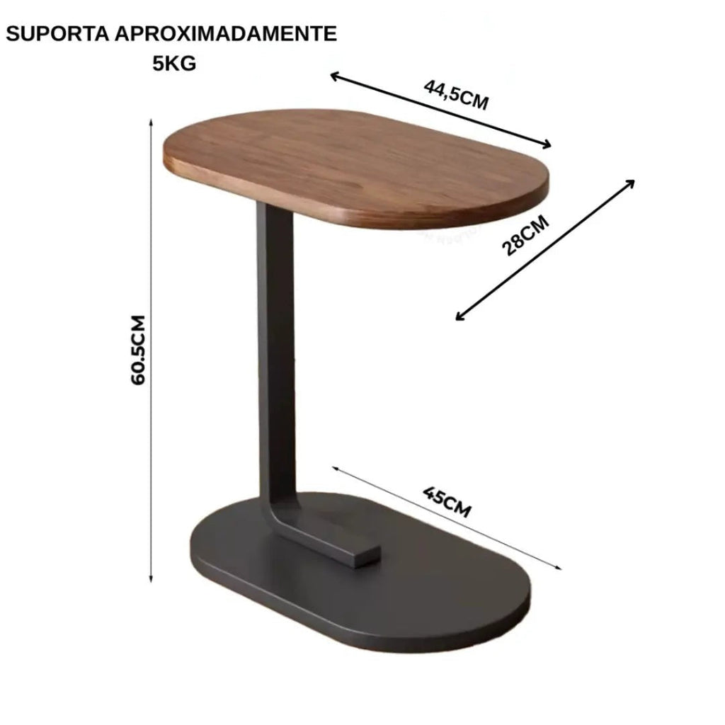 Mesa Lateral de Apoio em Ferro e MDF 60,5 cm para Sala e Quarto – foto 7