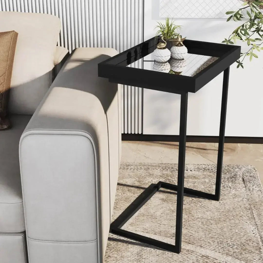 Mesa Lateral de Apoio para Sofá com Bandeja Espelhada 70 cm – foto 2