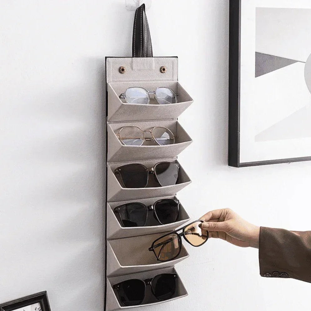 Organizador de Óculos Dobrável em Couro PU para 3 ou 6 Pares – foto 4