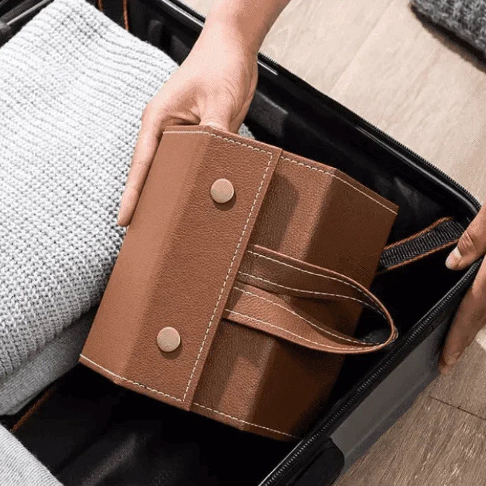 Organizador de Óculos Dobrável em Couro PU para 3 ou 6 Pares – foto 5