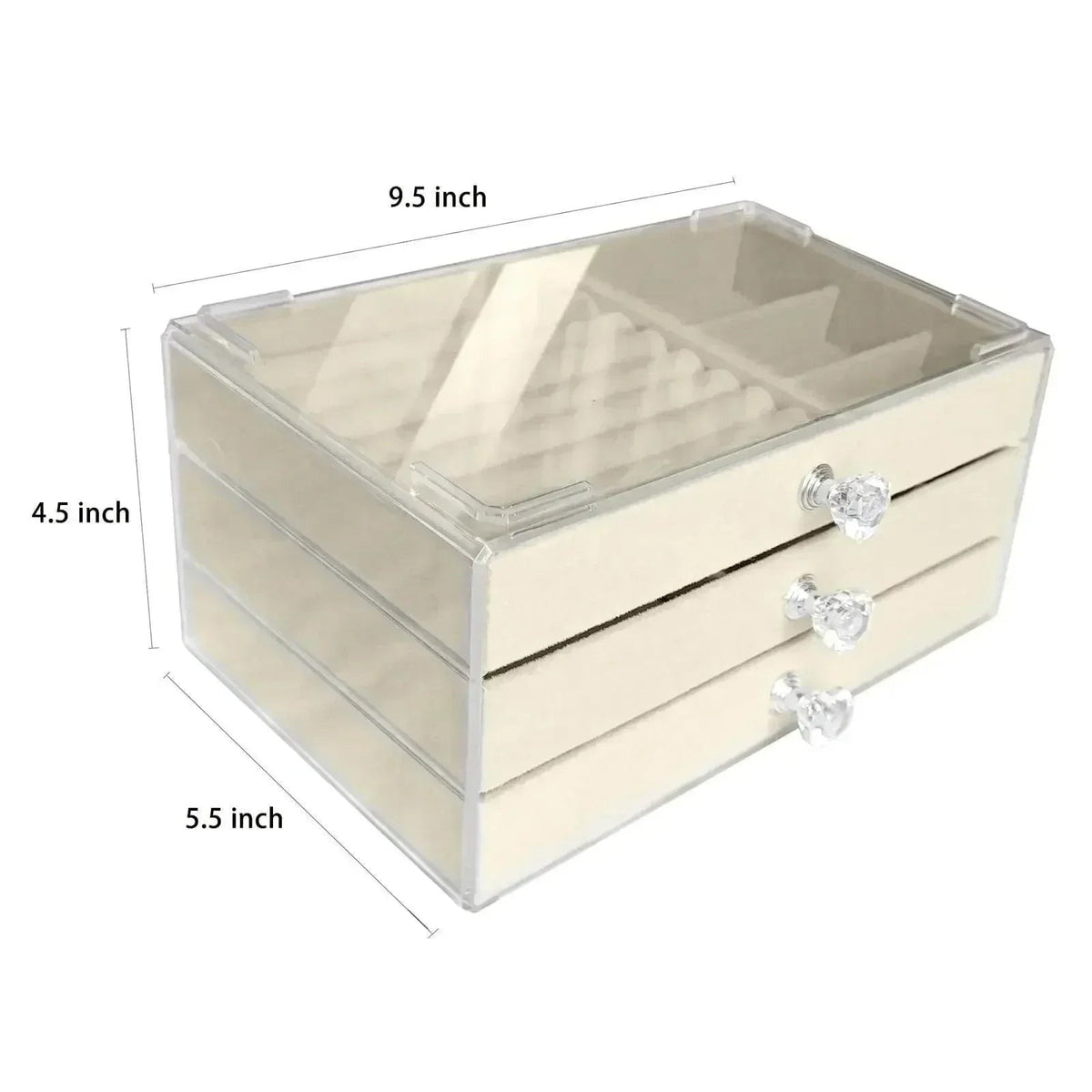 Porta-Joias 3 Camadas com Tampa Transparente e Interior de Veludo – foto 7