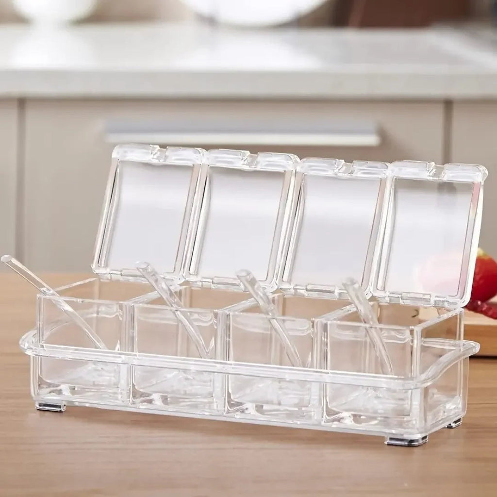 Porta-Temperos de Acrílico com 4 Potes e 4 Colheres – foto 4