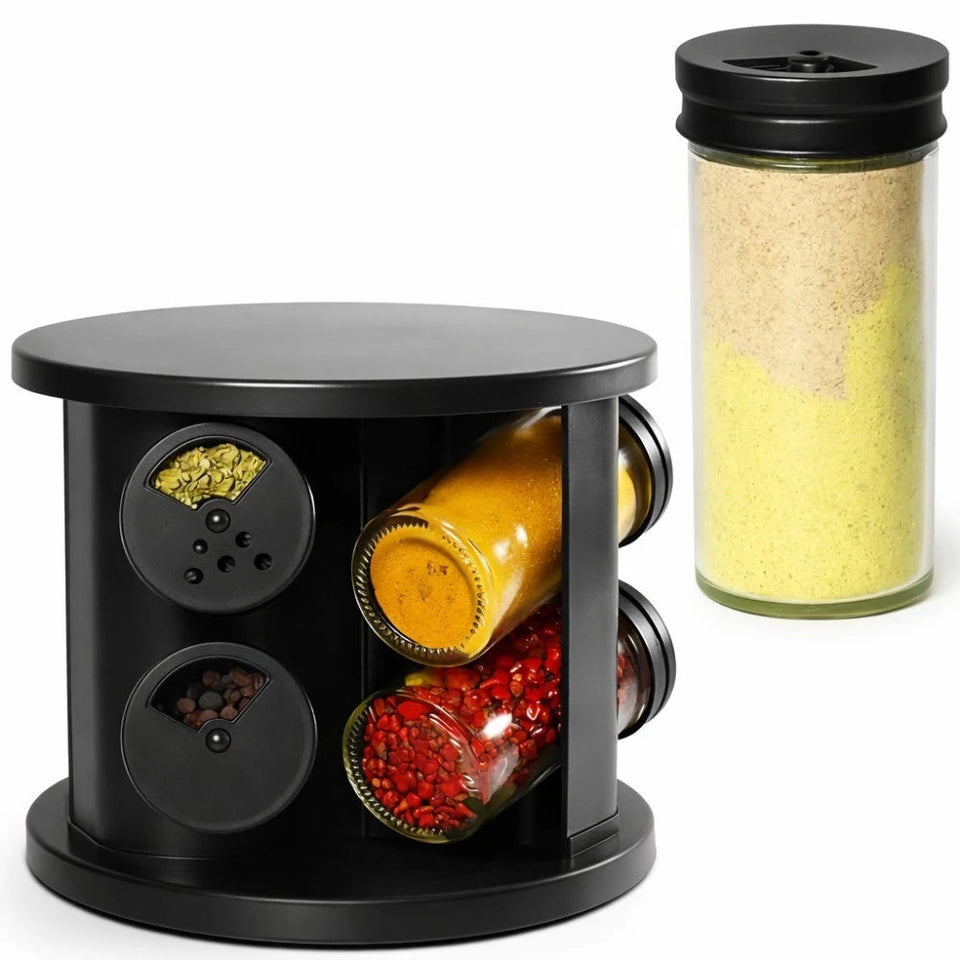 Porta-Temperos Giratório 360° com 6, 9 ou 12 Potes de Vidro