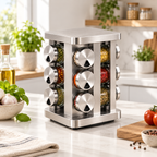 Porta-Temperos Giratório de Inox com 12 Potes de Vidro – foto 4