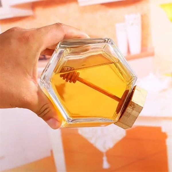 Pote para Mel de Vidro com Pegador de Madeira – foto 3