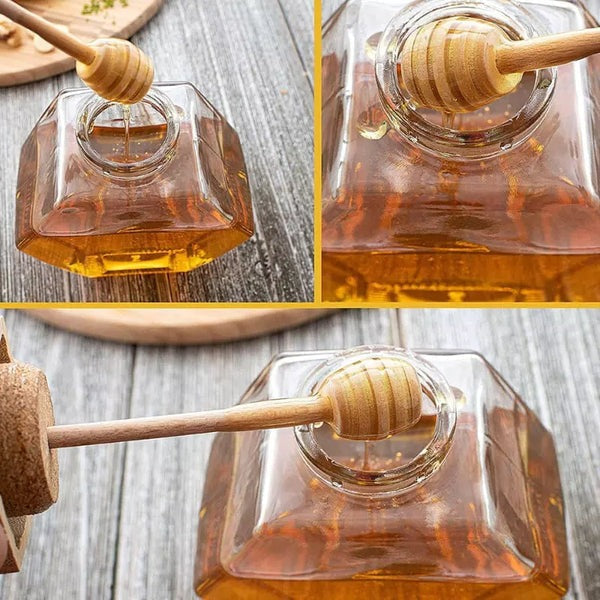 Pote para Mel de Vidro com Pegador de Madeira – foto 8