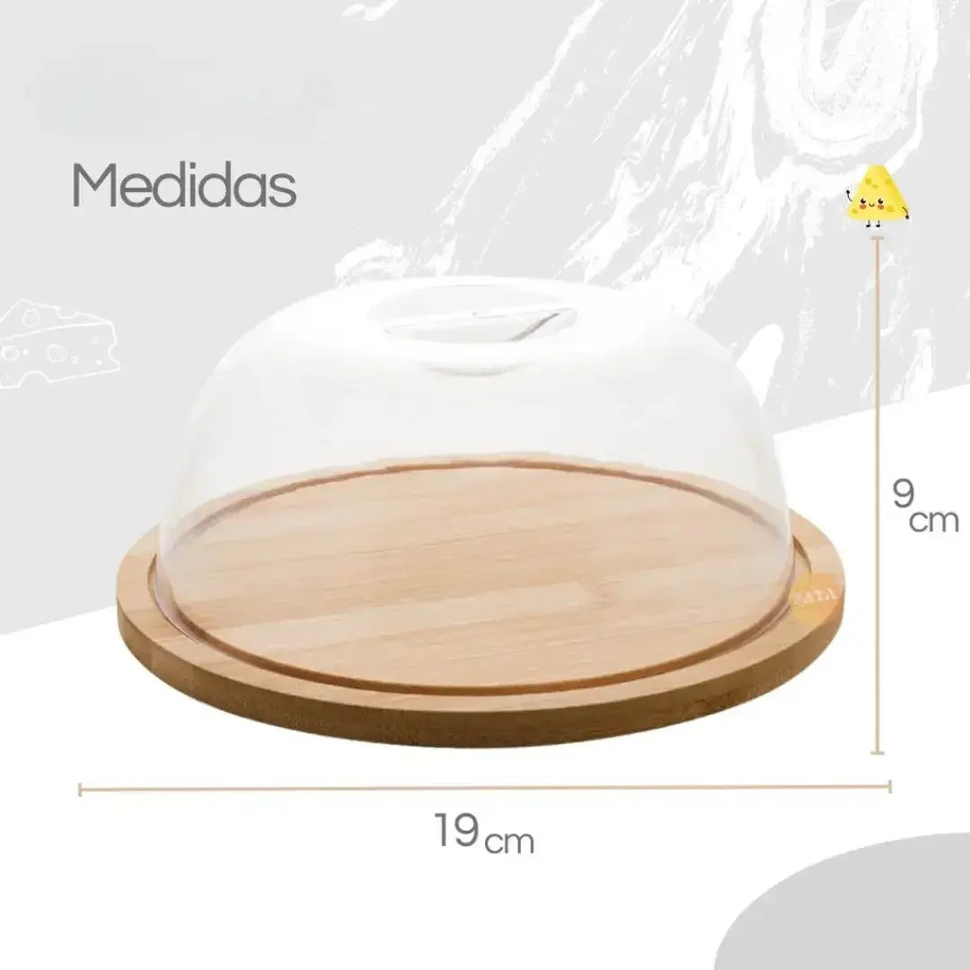 Queijeira e Manteigueira de Bambu com Tampa Transparente 19 x 9 cm – foto 3