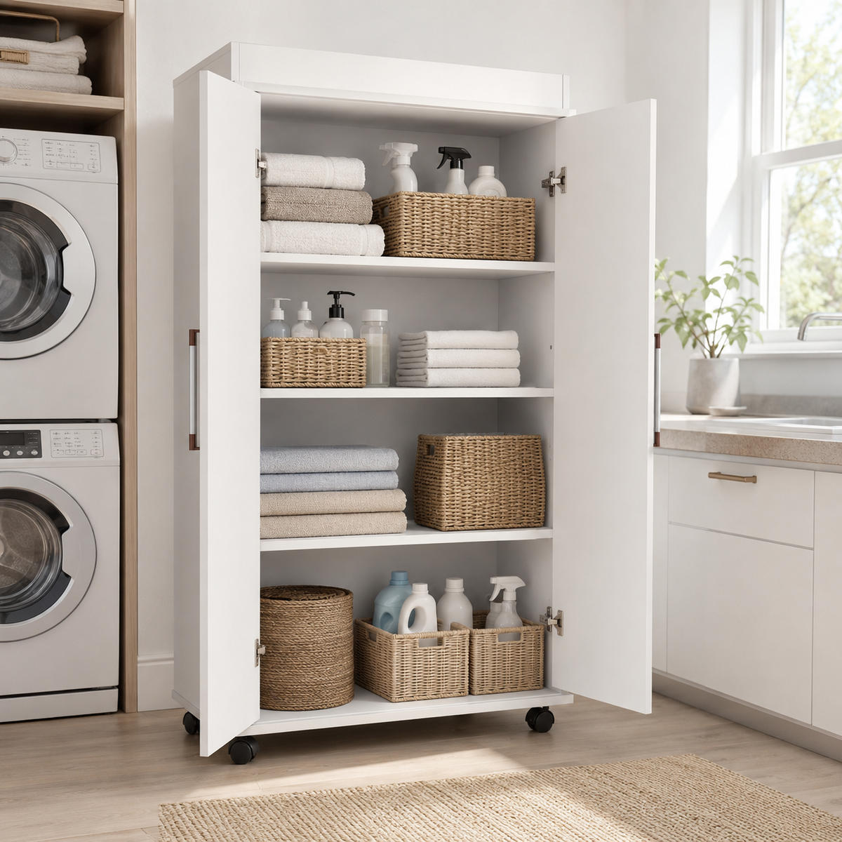 Sapateira com 2 Portas, 3 Prateleiras e Rodízios – foto 2