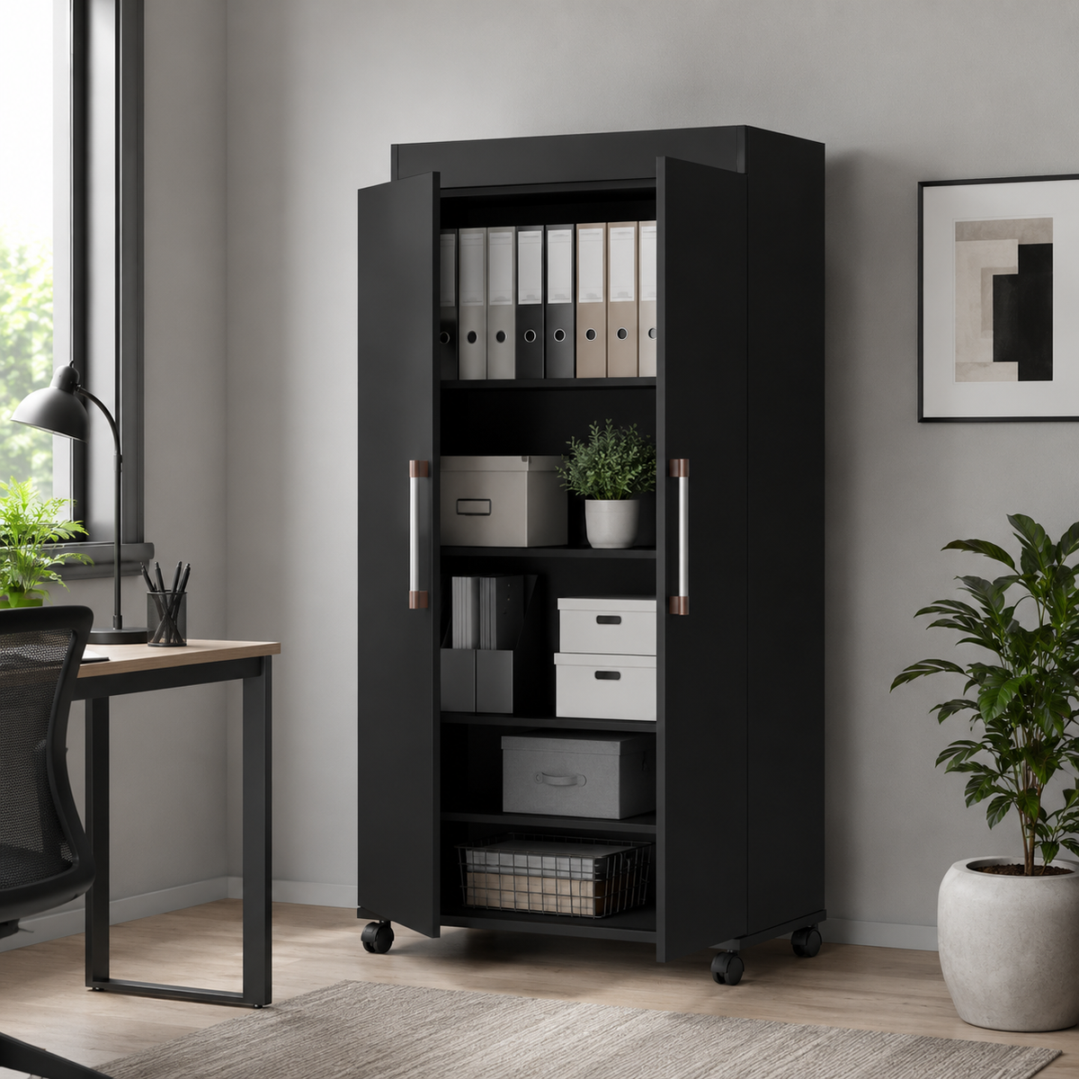 Sapateira com 2 Portas, 3 Prateleiras e Rodízios – foto 4