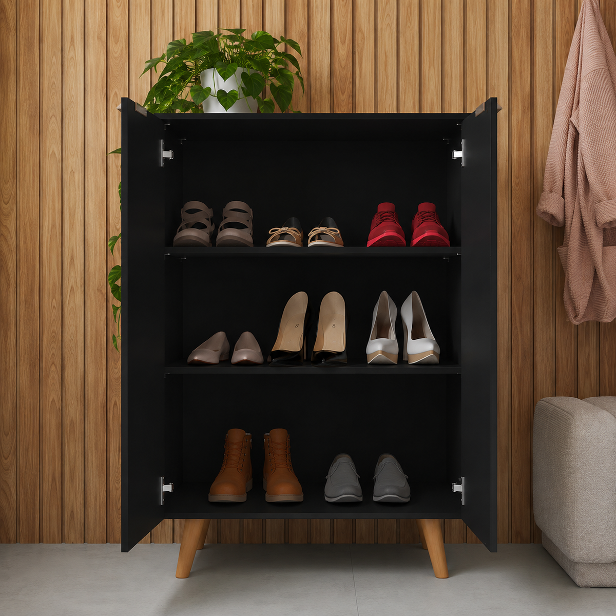 Sapateira de Hall com 2 Portas e 3 Prateleiras – foto 4