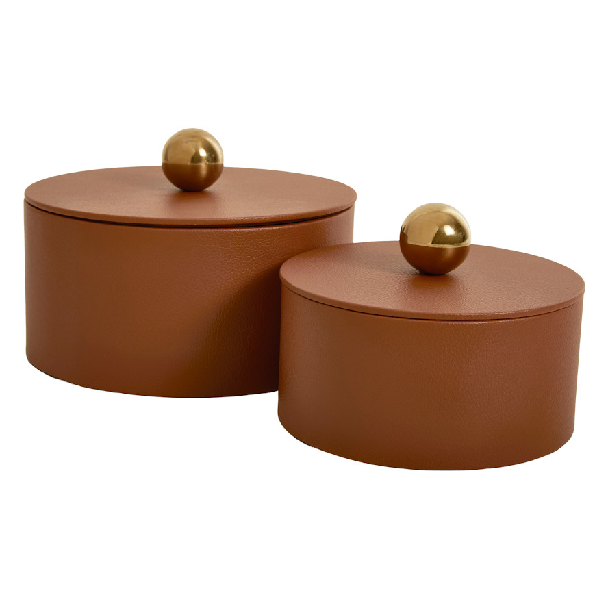Kit 2 Potes Decorativos Redondos com Tampa em MDF Revestido – foto 2