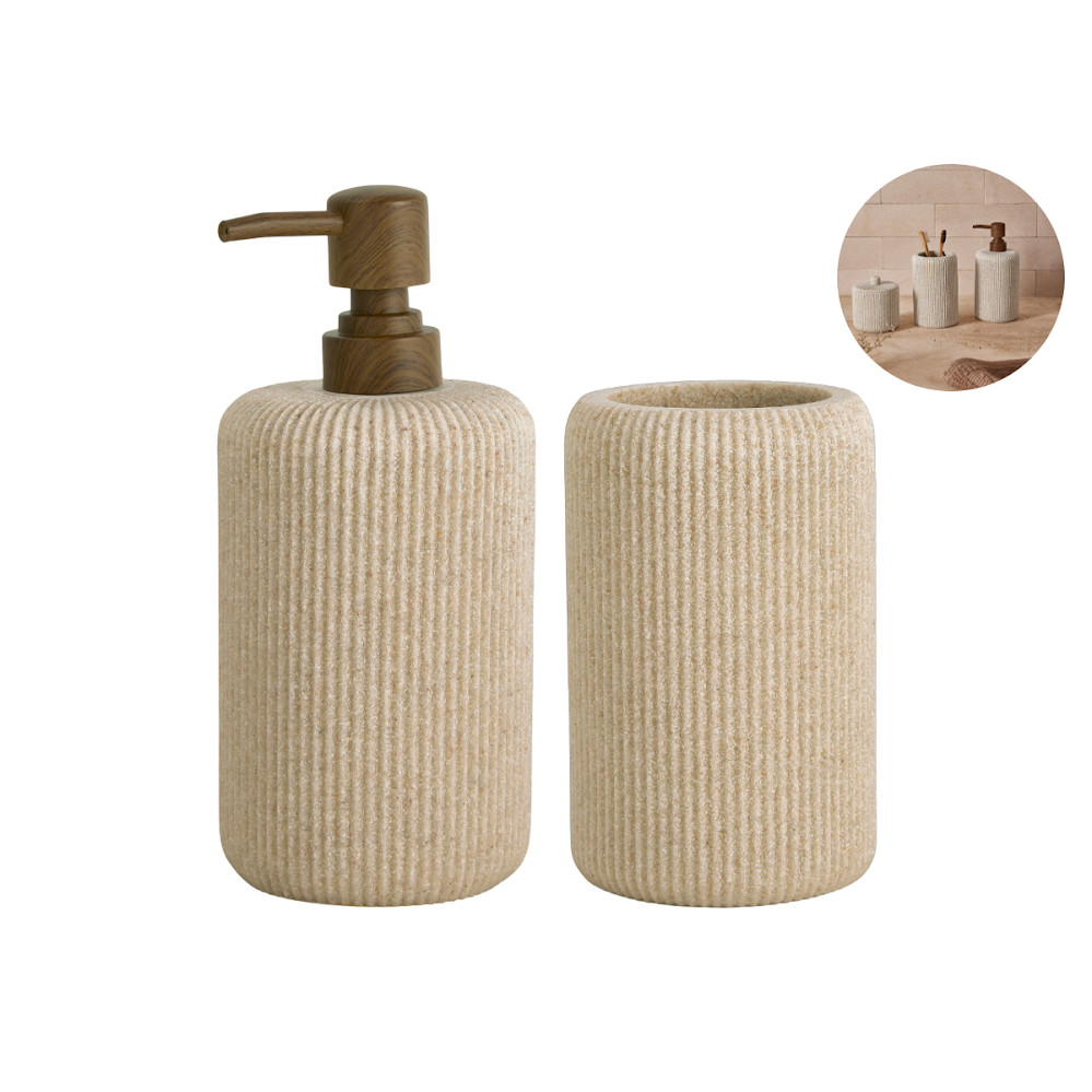 Kit Lavabo Canelado Dispenser de Sabonete e Porta-Escovas – foto 5