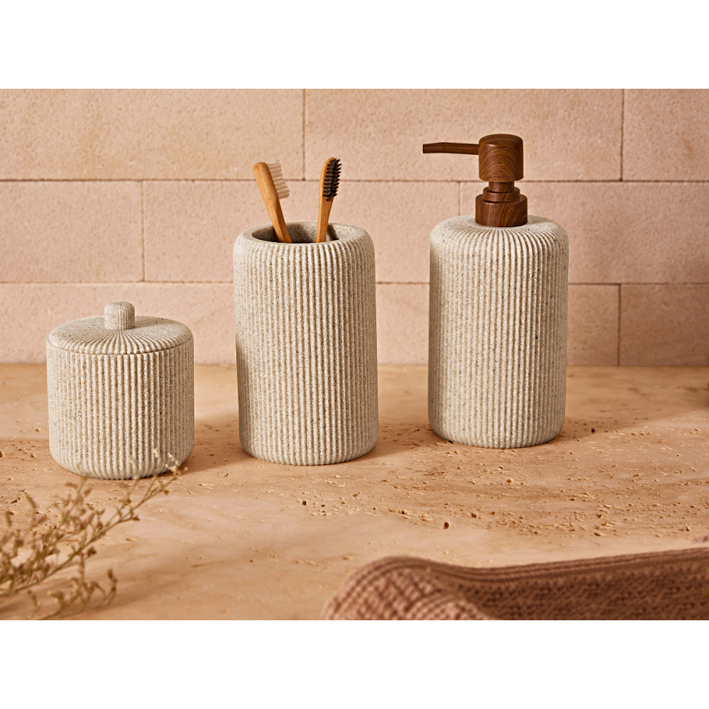 Kit Lavabo Canelado Dispenser de Sabonete e Porta-Escovas – foto 4