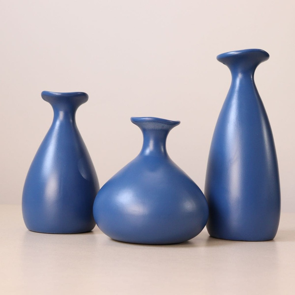 Trio de Vasos Decorativos Formato Garrafa em Cerâmica – foto 5