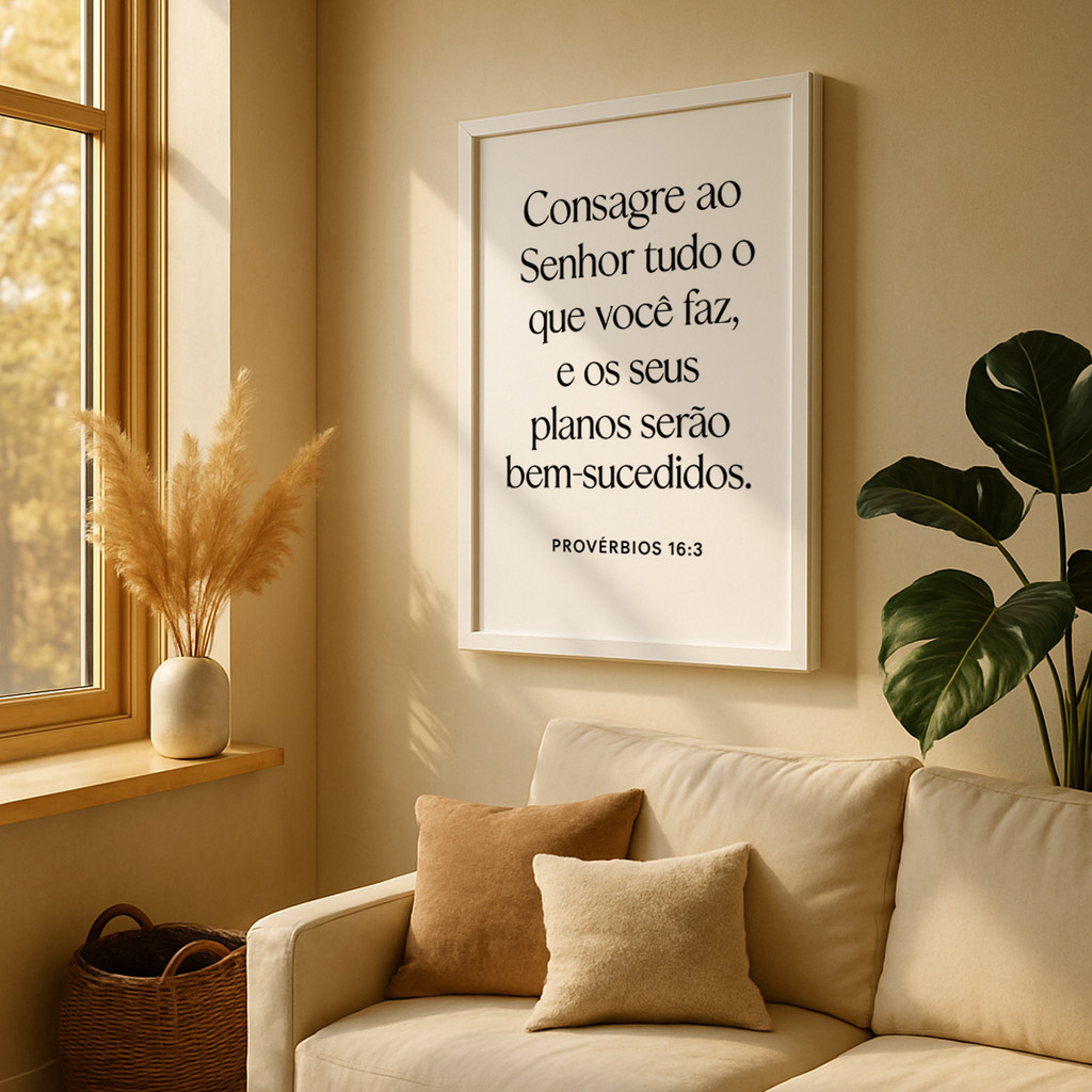 Quadro Decorativo Frase Provérbios 16:3 com Moldura Laqueada – foto 6