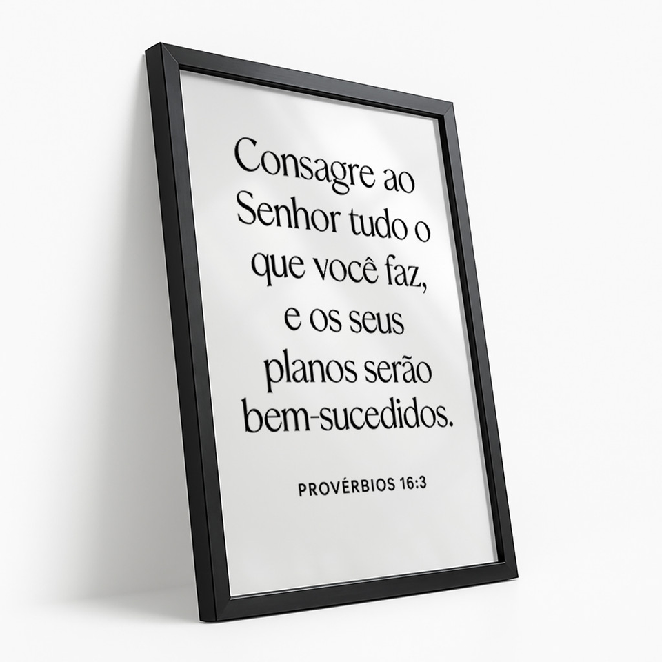 Quadro Decorativo Frase Provérbios 16:3 com Moldura Laqueada – foto principal
