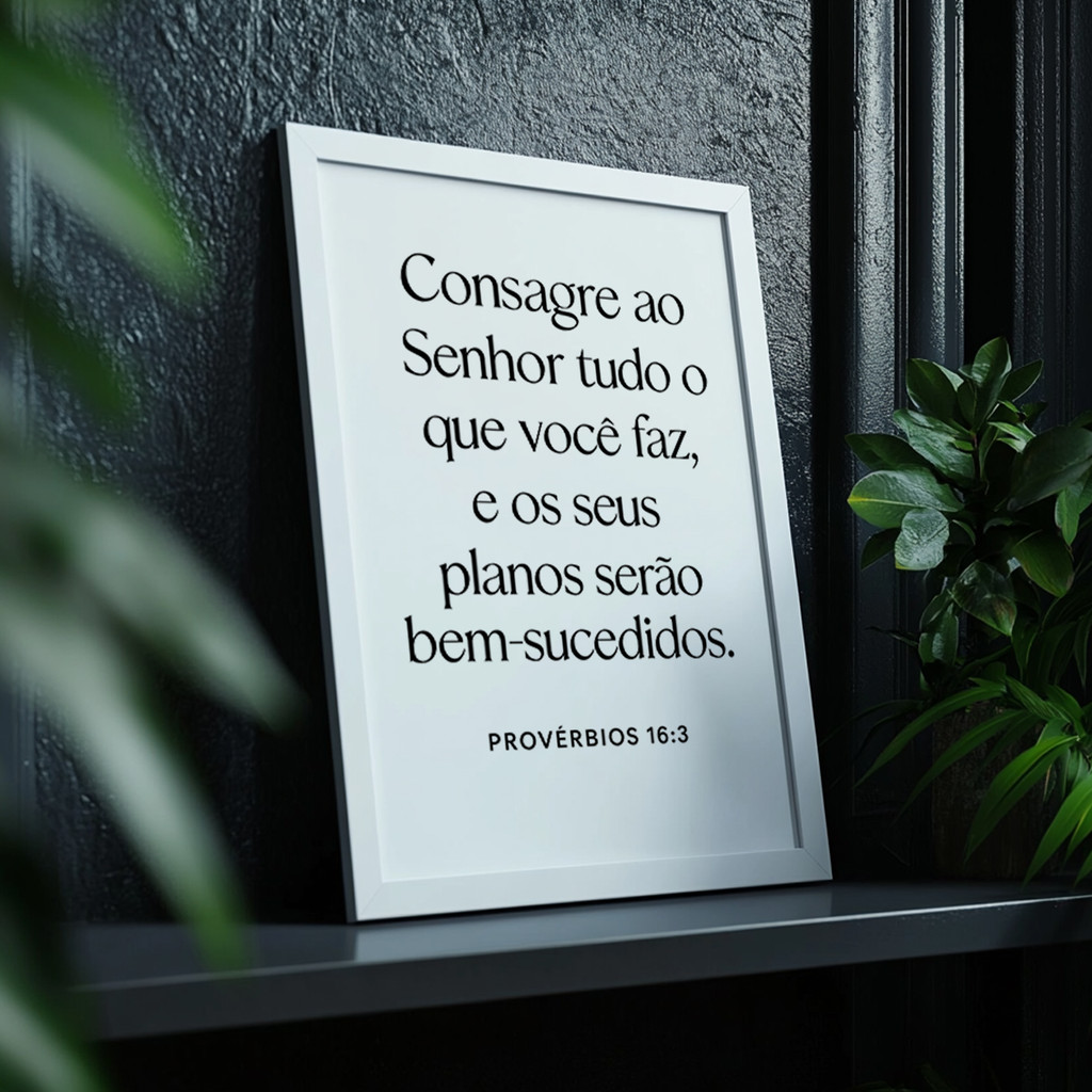 Quadro Decorativo Frase Provérbios 16:3 com Moldura Laqueada – foto 5